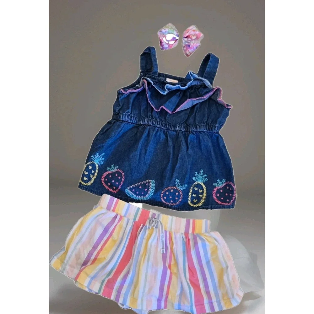 Gymboree Carters Rainbow Outfit Set with Hairclip for Toddler -‎ Size: 24m/2T